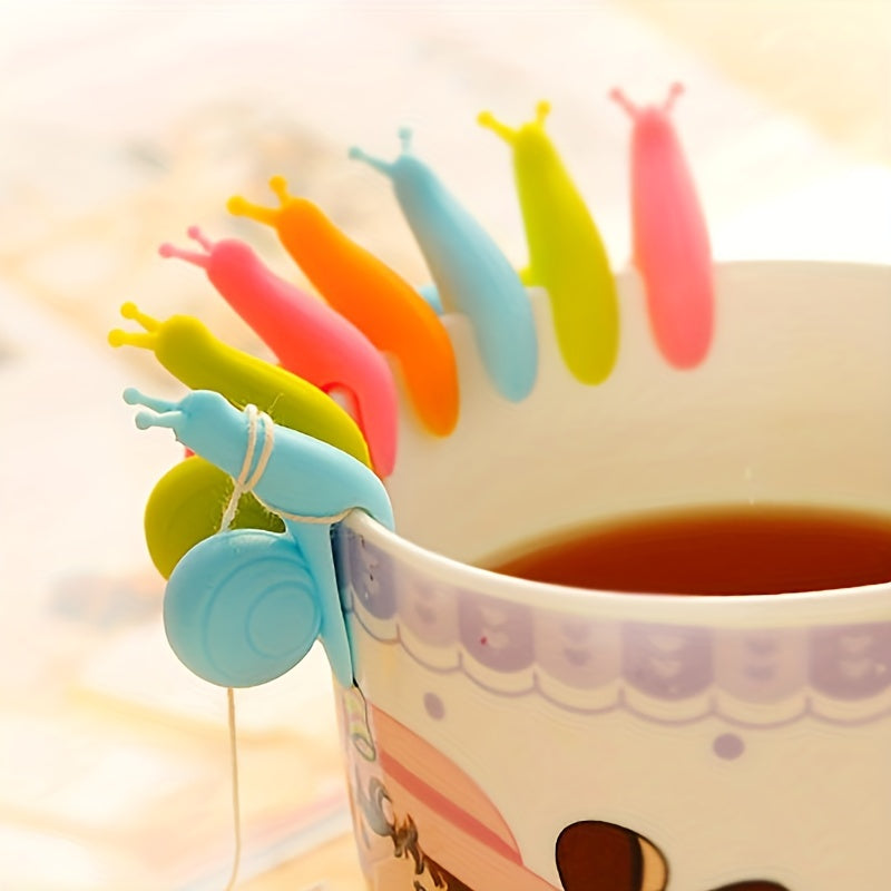 Set of 6 Silicone Snail Wine Glass Labels for Tea Cups and Bags