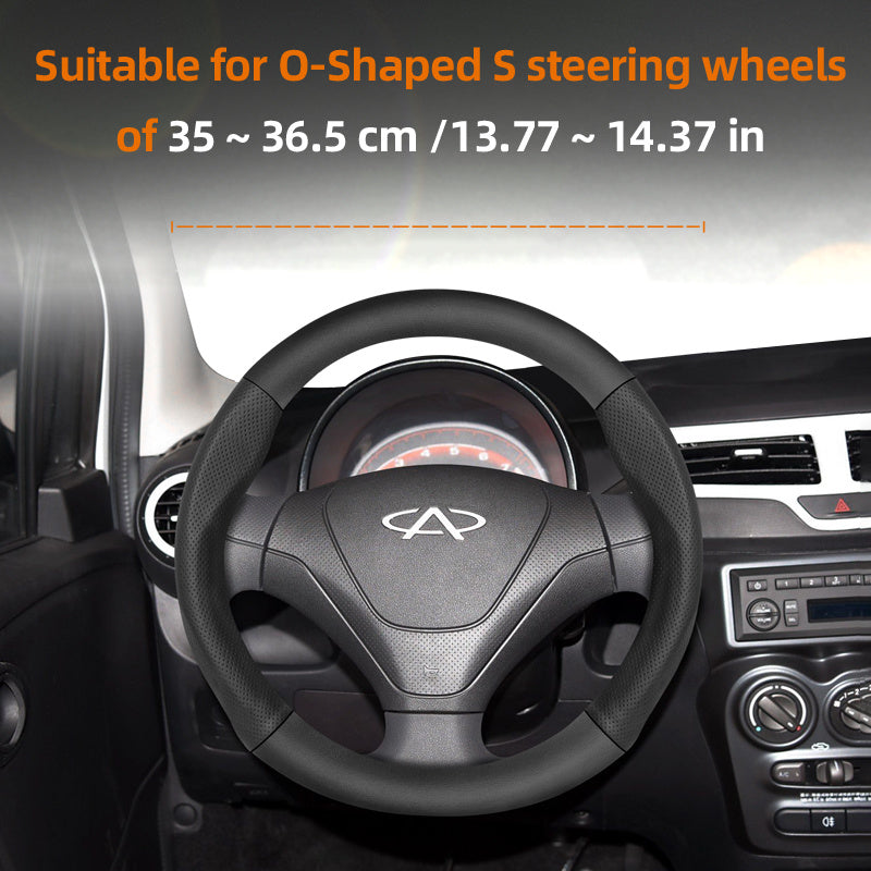 Leather Steering Wheel Cover Carbon Fiber Textured Breathable Black Burgundy Mocha Orange