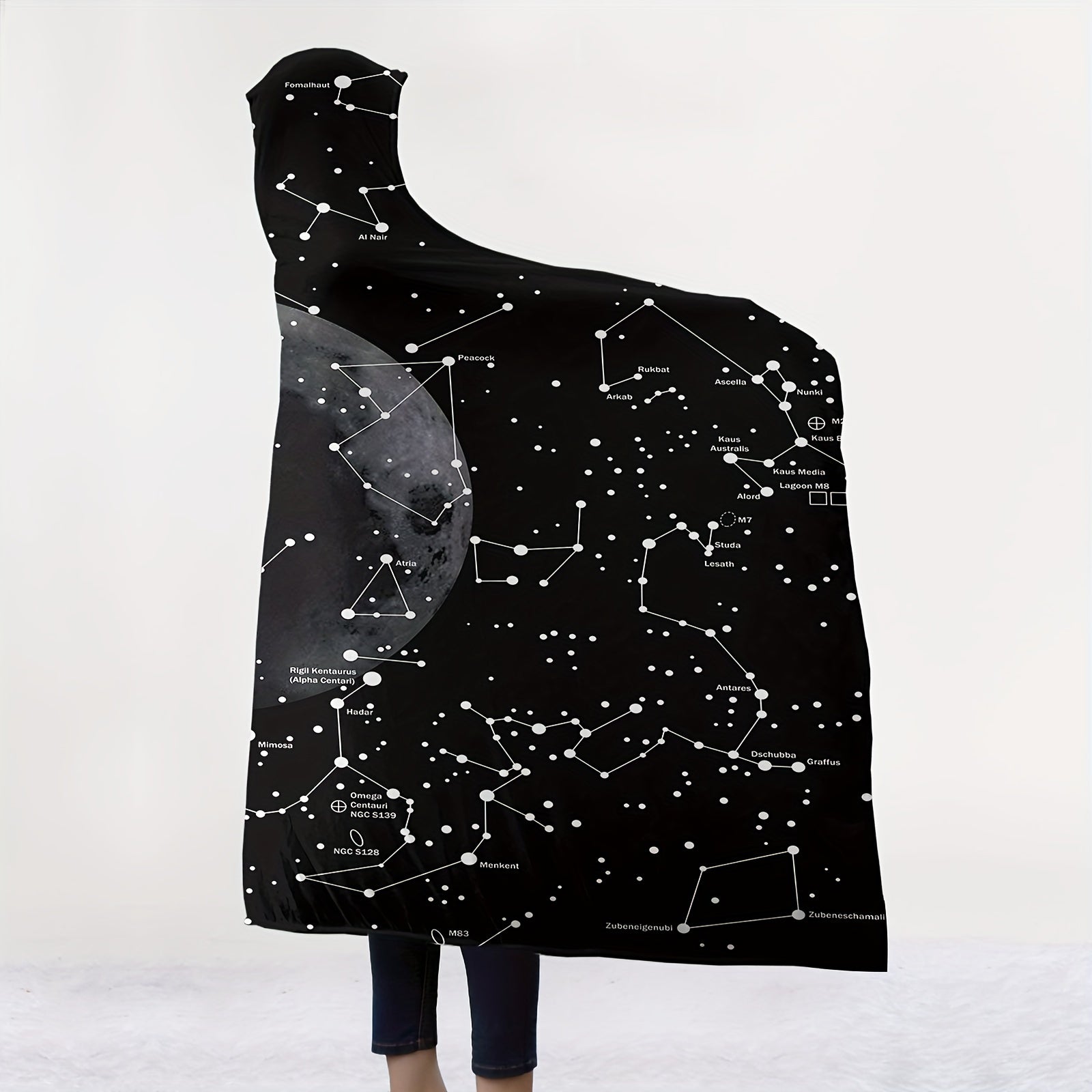 Hooded Blanket for Adults Starry Sky Fleece Cozy Lounge Wear