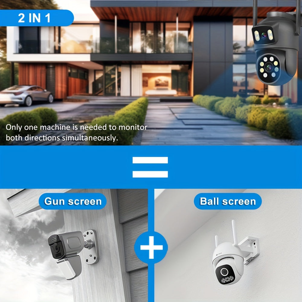 8MP Dual Camera Wi-Fi Outdoor Indoor Security Camera with Two-Way Audio Night Vision Motion Tracking Memory Card Support