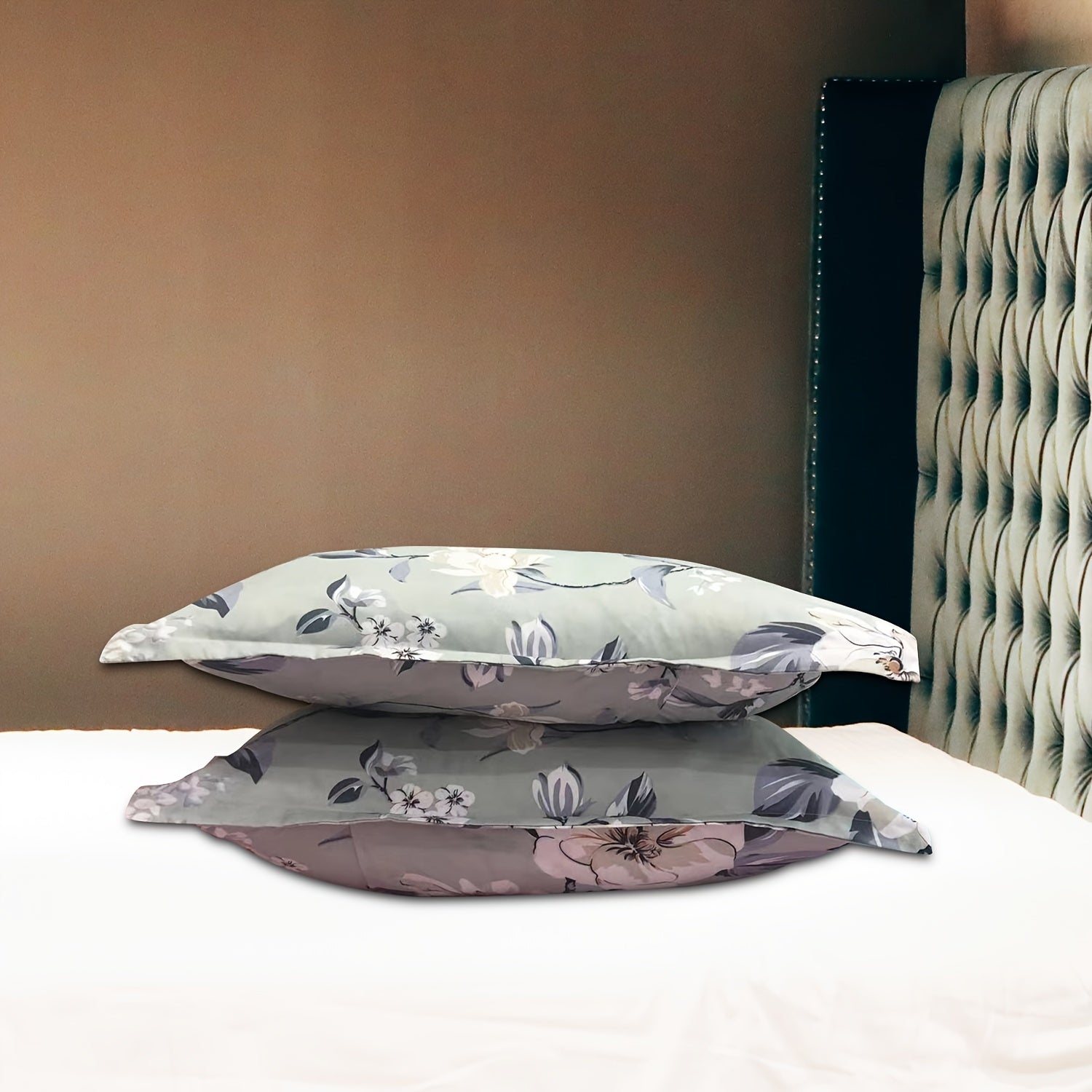 Fundas de almohada de satén con estampado floral, tamaño estándar, fundas decorativas de poliéster suave