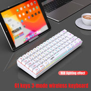 Mini Wireless Gaming Keyboard 61 Keys RGB Backlit Rechargeable Type-C USB