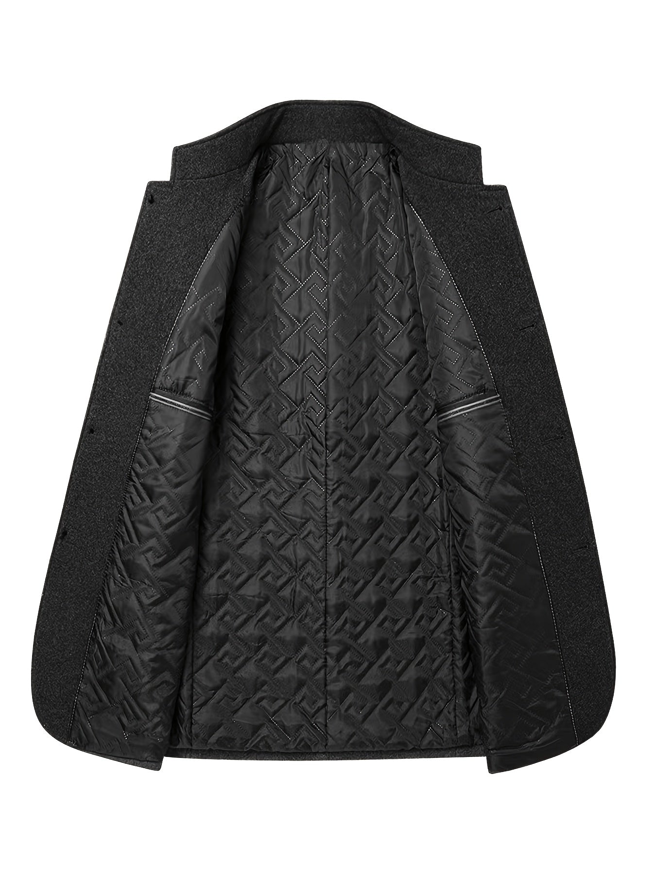 Men's Wool Blend Stand Collar Jacket with Pockets Regular Fit Fall Winter