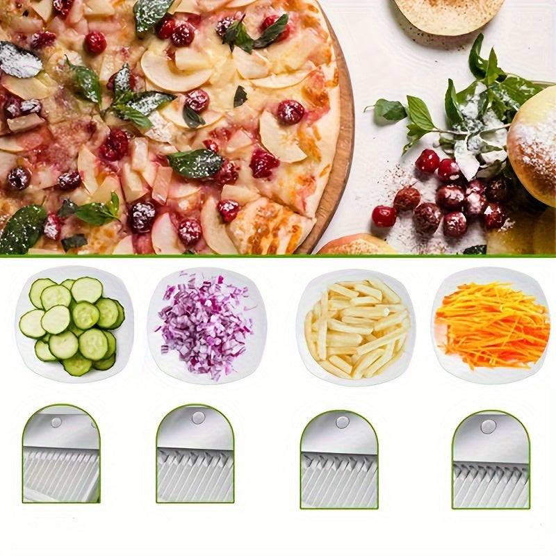 Manual Vegetable Chopper and Fruit Slicer with Stainless Steel Blades and Container