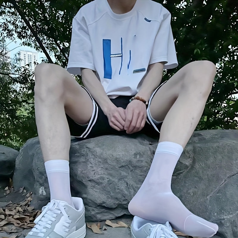 Set of 8 Men's Breathable Odor-Resistant Steel Fiber Summer Socks Mid-Tube Business