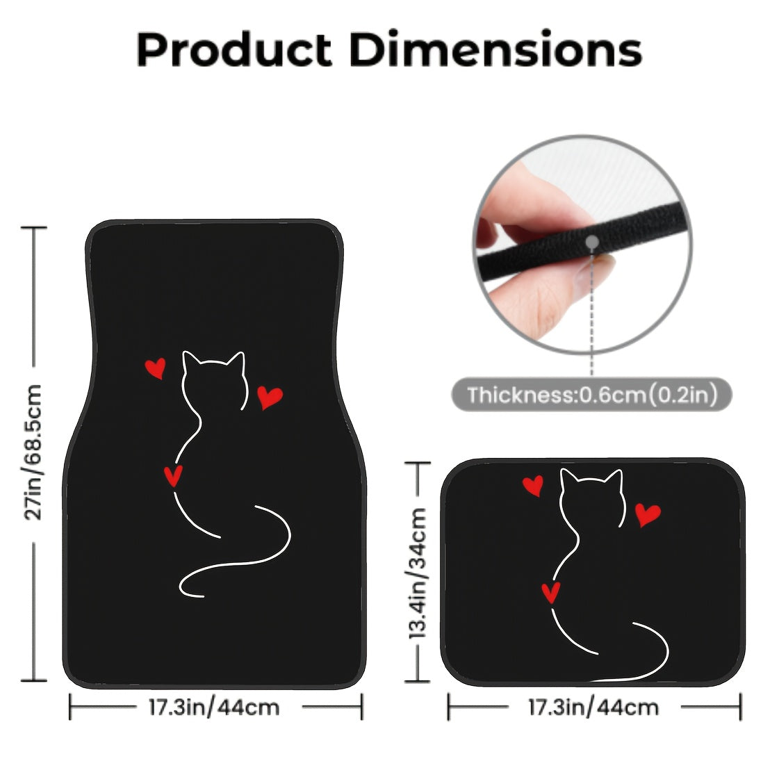 Universal Car Floor Mats Polyester Cute Cat Pattern for All Vehicles