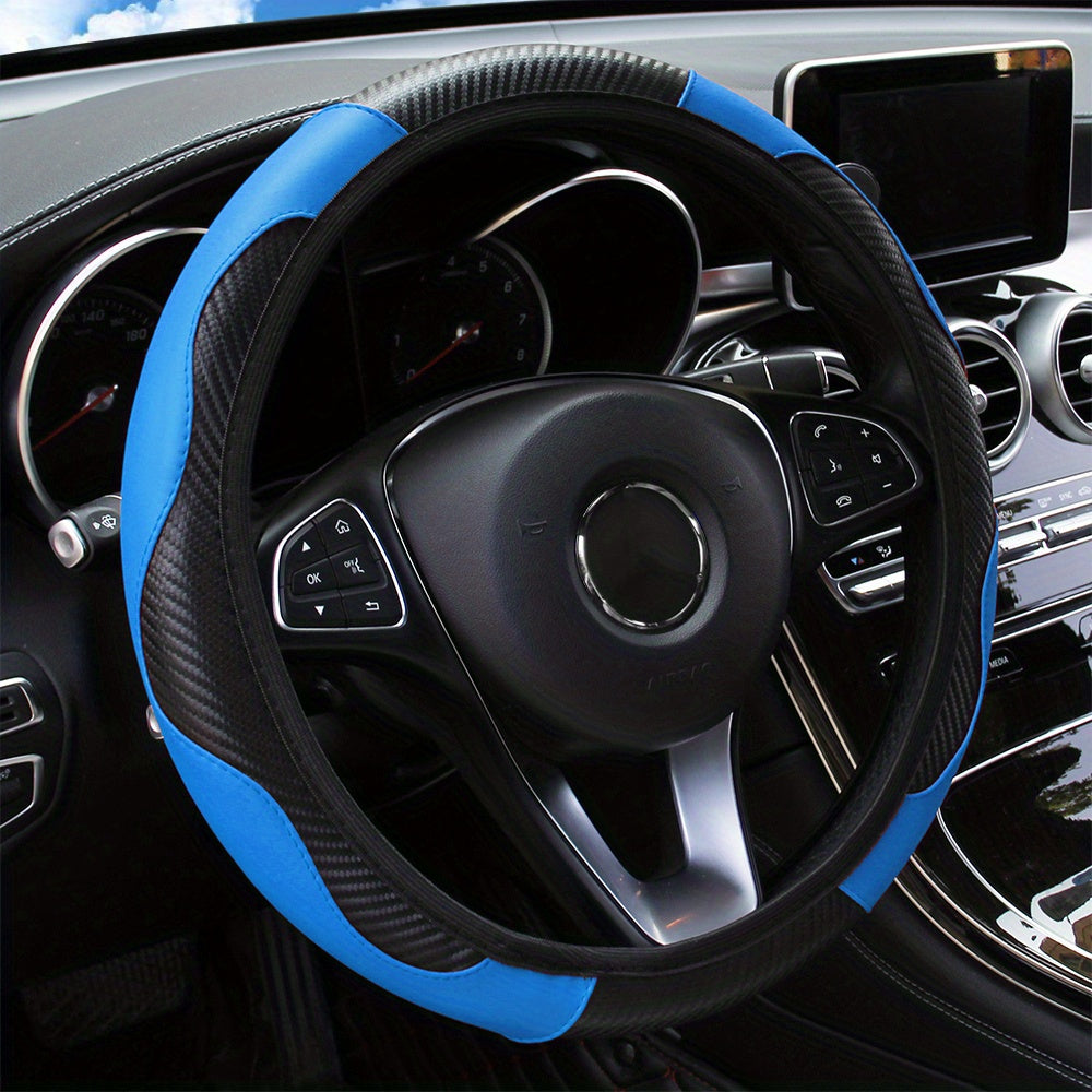 Carbon Fiber Steering Wheel Cover Non-Slip Fits 37-38CM Vehicle Accessories