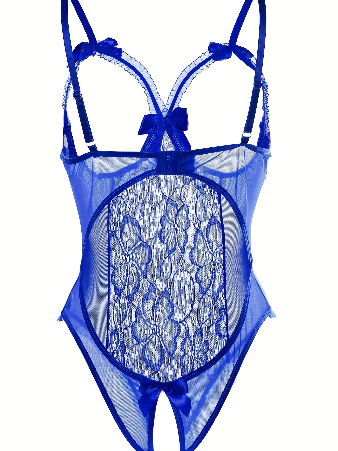 Women's Lace Teddy Bodysuit with Open Bust and Crotch Ruffle Lingerie