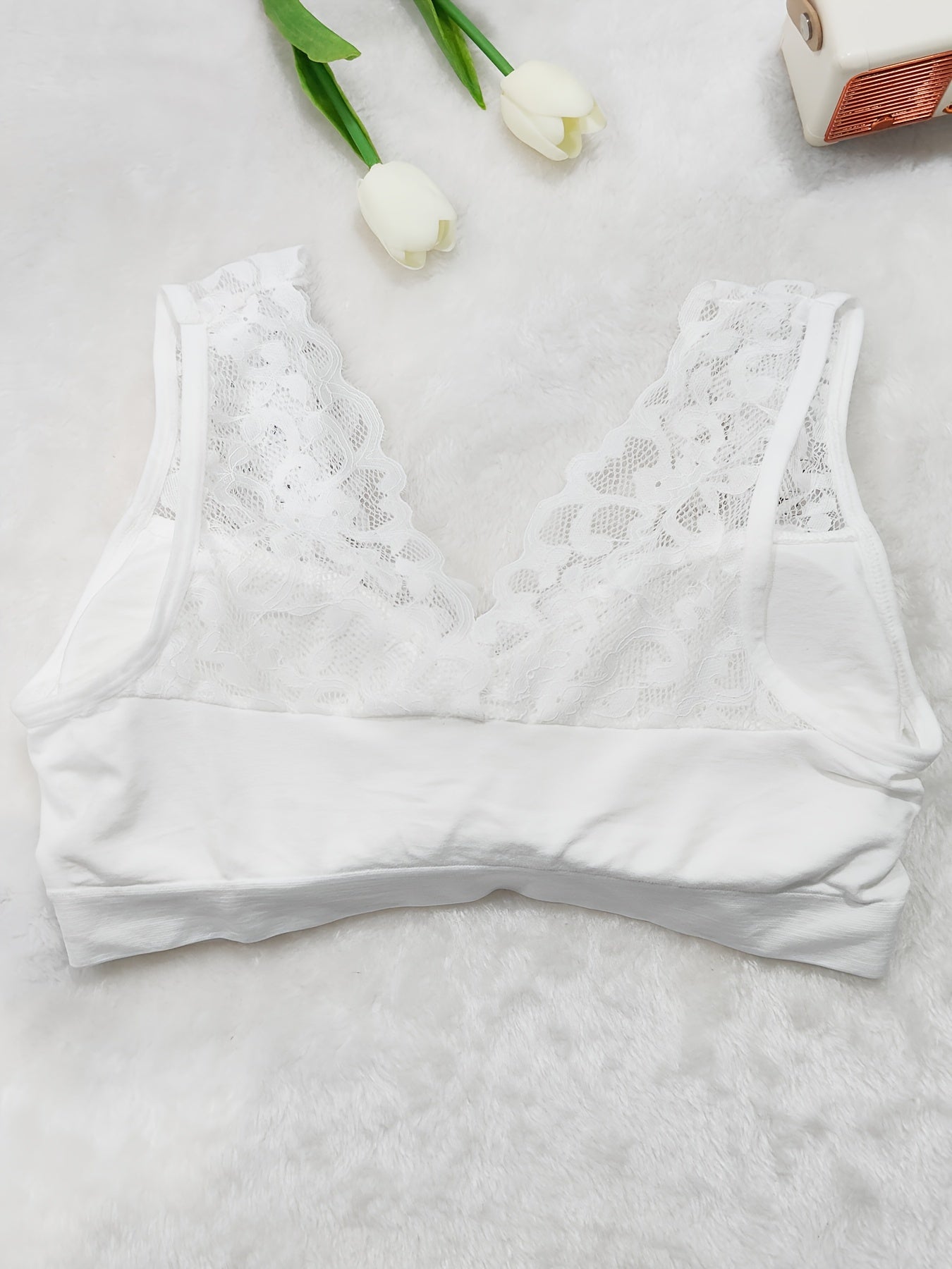 Женский спортивный бюстгальтер из высокоэластичного кружева без проводов, поддержка, белый