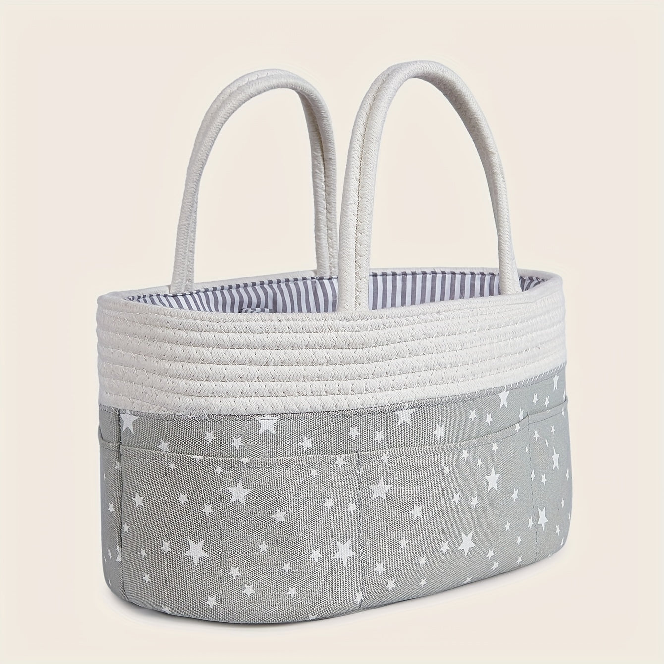 Diaper Storage Bag with Braided Handle for Travel and Gifting