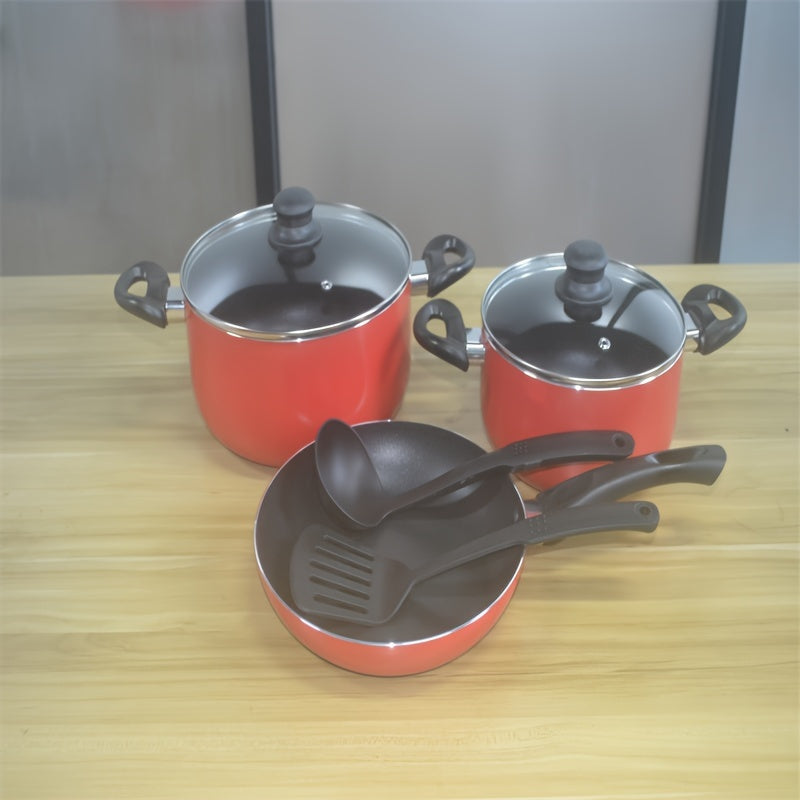 8-Piece Non-Stick Aluminum Cookware Set with Fry Pan Casserole Saucepan