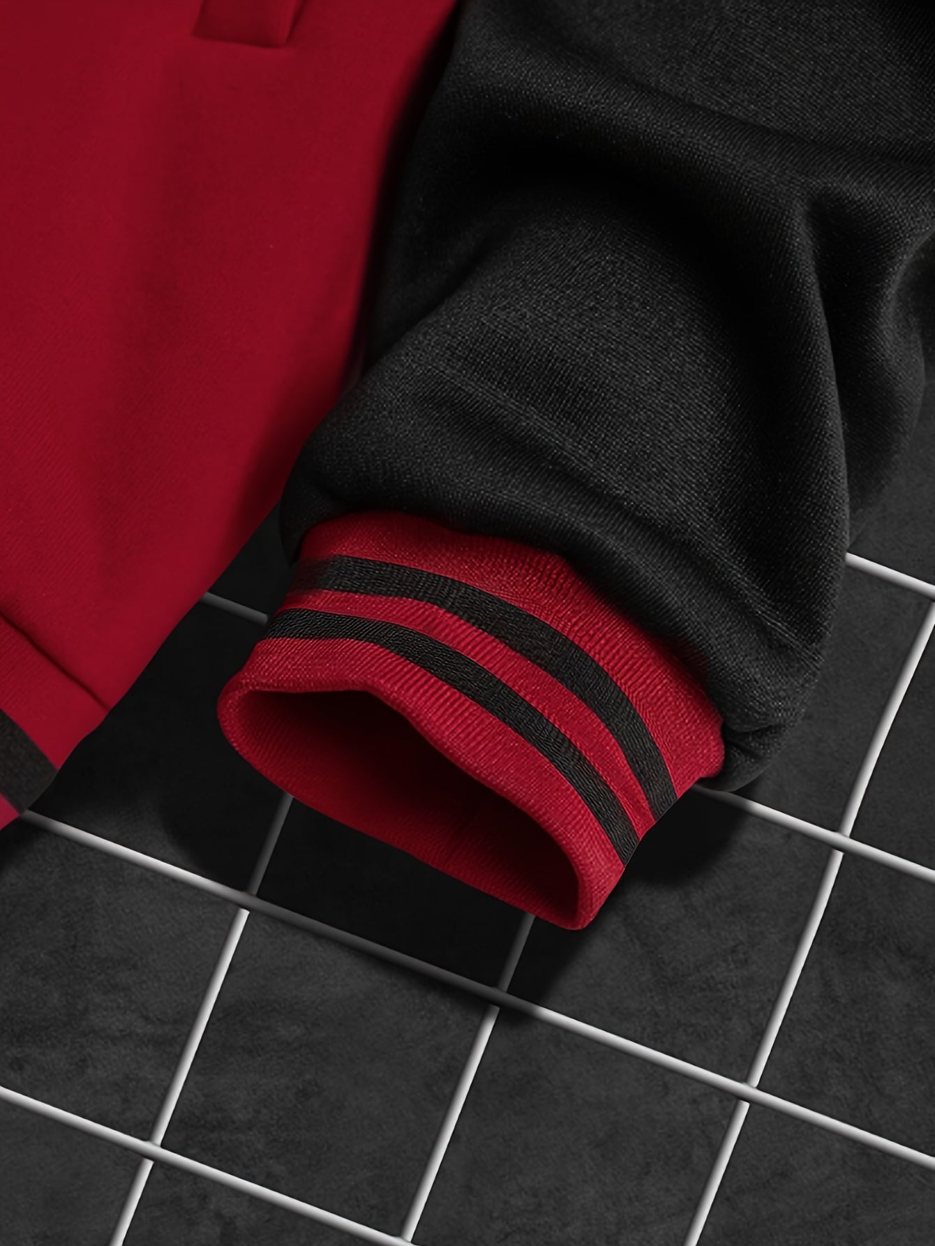 Conjunto de ropa deportiva de punto de poliéster para hombre con chaqueta con estampado de cuello de béisbol y bolsillos para otoño e invierno