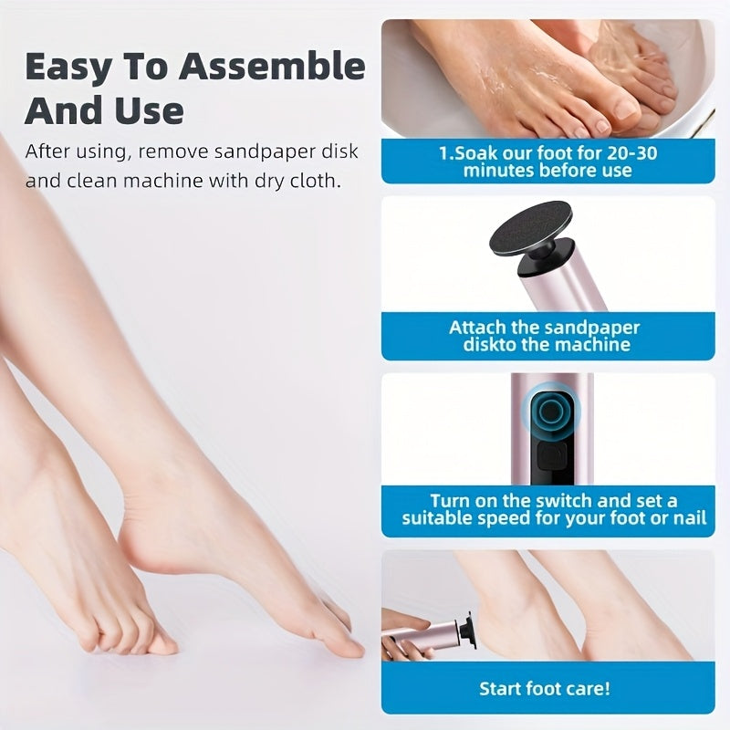 USB Rechargeable Exfoliator and Callus Remover with 9 Speed Settings for Feet and Hands