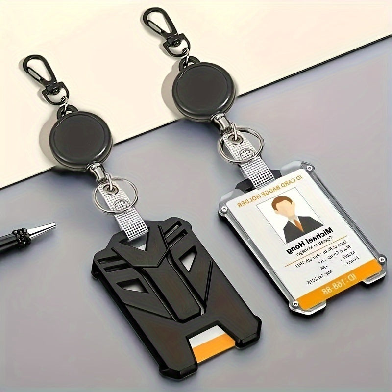 Durable Retractable ID Badge Holder with Carabiner Clip and Keychain