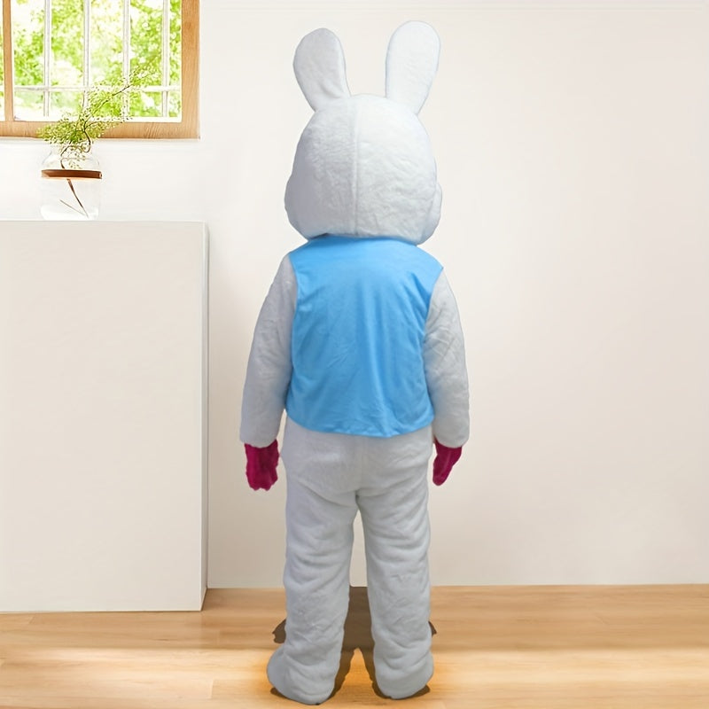 Adult Easter Bunny Mascot Costume Cartoon Knit Fabric for Parties and Promotions