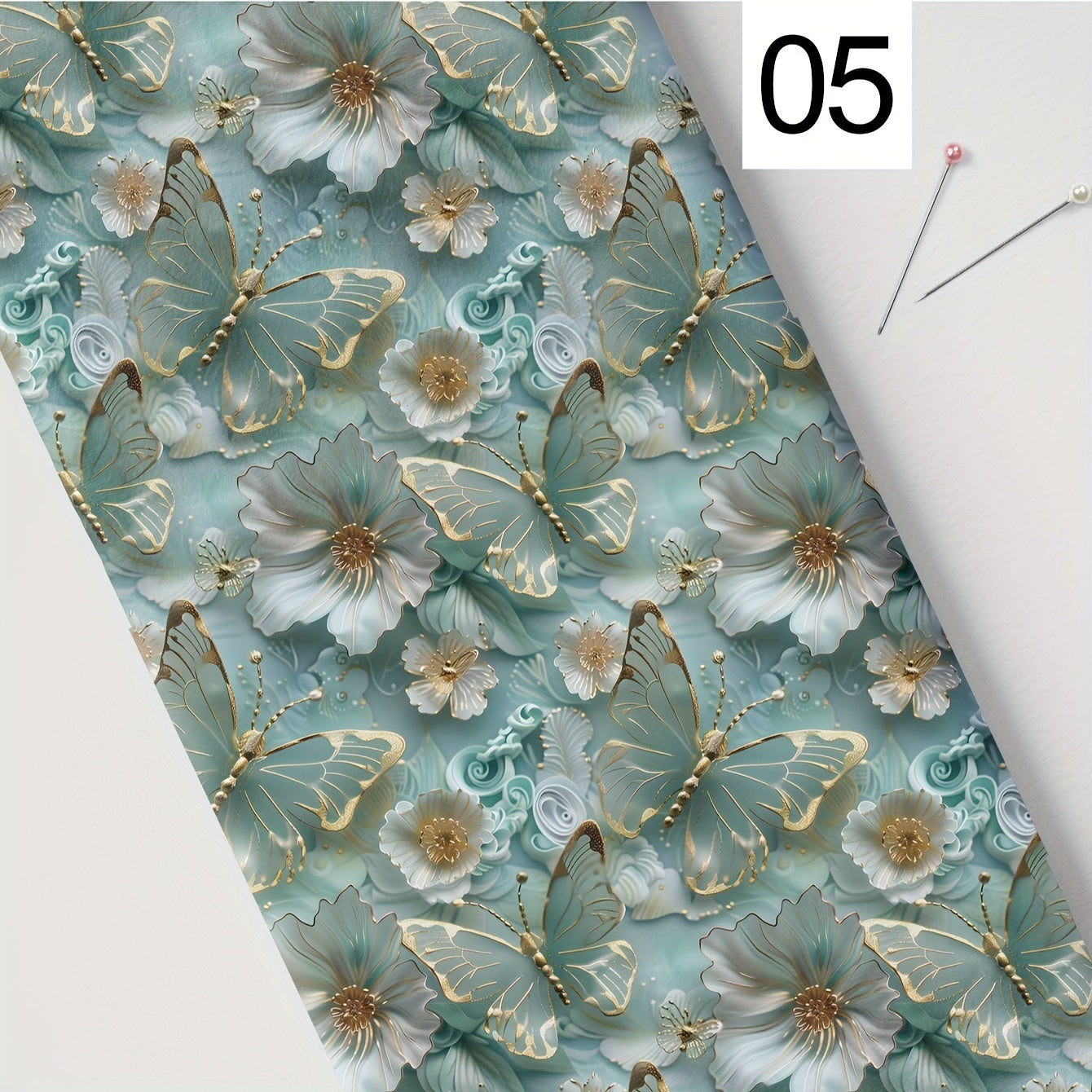 DIY Fabric with 3D Floral Design Polyester Precuts for Crafts and Home Decor