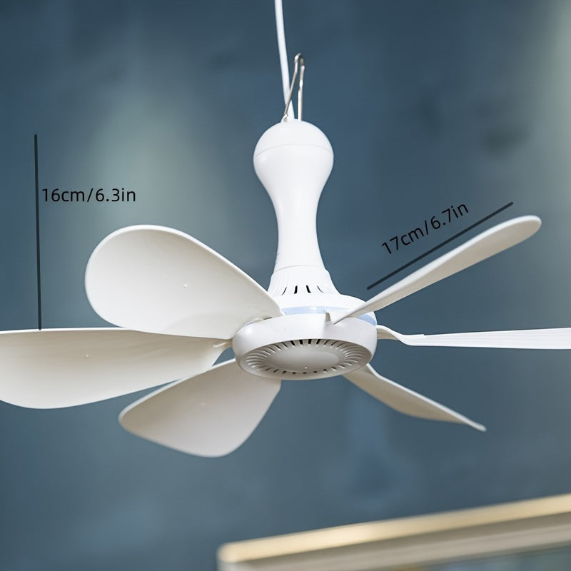 USB Personal Fan Portable Ceiling Fan with Rechargeable Battery, 6 Blades