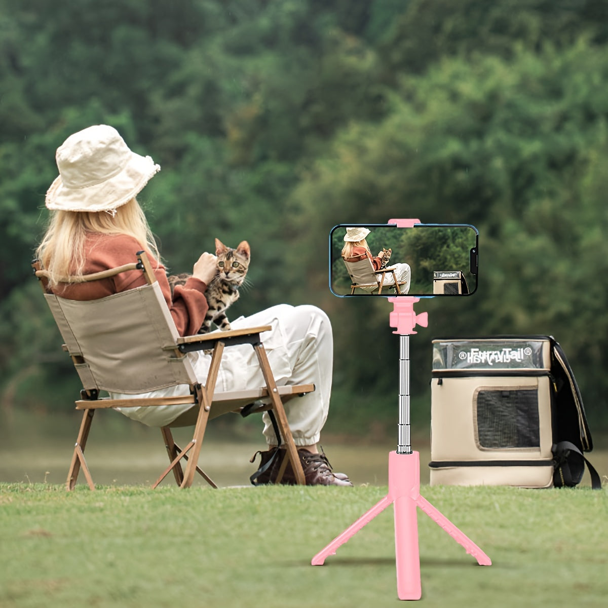 Wireless Selfie Stick Tripod with Remote Control Phone Holder for Live Streaming and Travel