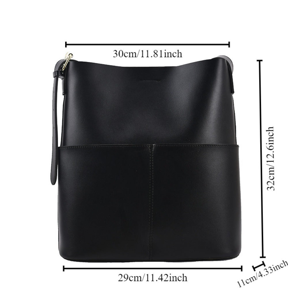 Large Black Tote Bag for Women with Polyurethane Lining and Magnetic Closure