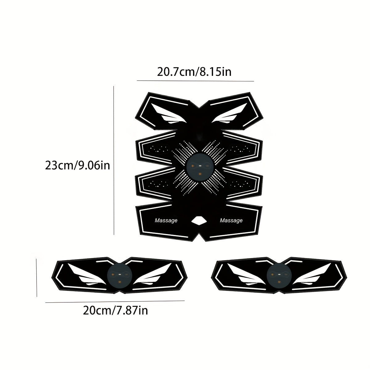 Uydagi foydalanish uchun mo'ljallangan uch qismli EMS massaj kamar to'plami, qo'llar, qorin va sonlarda mushaklarni bo'shashtirish va massaj qilish uchun. Ta'til sovg'asi sifatida ajoyib.