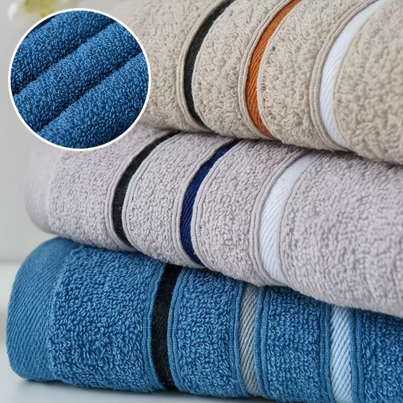 3-Piece Vibrant Striped Travel Towels Quick-Drying Lightweight Cotton Polyester Set for Face Bath Sports Spa Camping