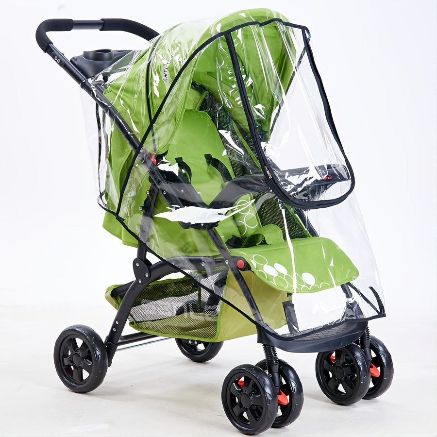 Baby Stroller Cover Breathable Windproof Rainproof with Zipper Door and Ventilation