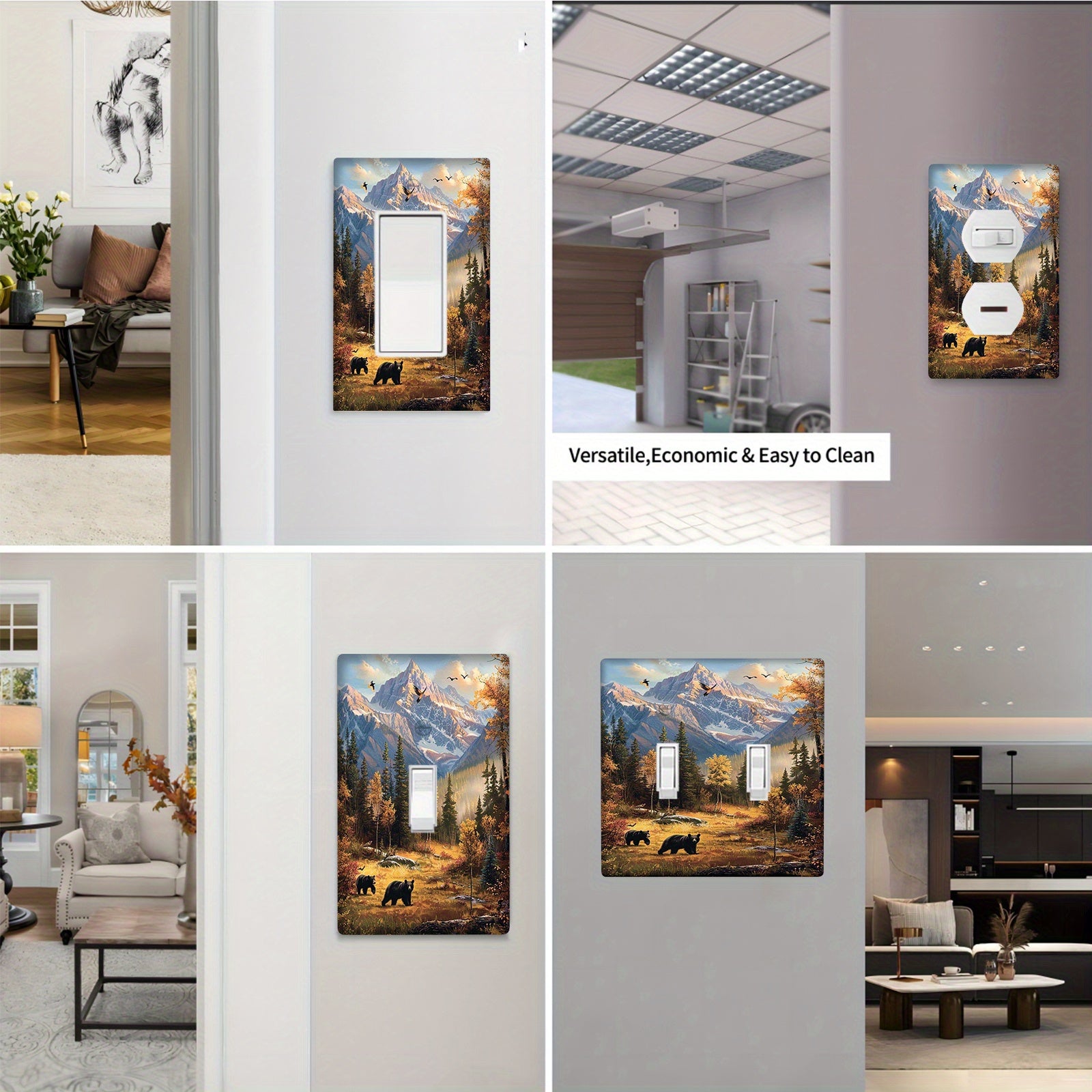 Forest Bears Themed Light Switch Cover and Outlet Cover Heat and Fade Resistant