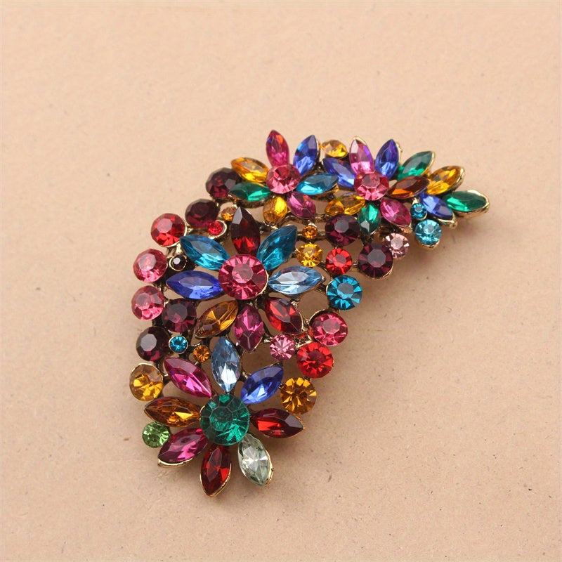 Women’s Feather Brooch with Rhinestones Enamel Flower Pin Jewelry Accessory