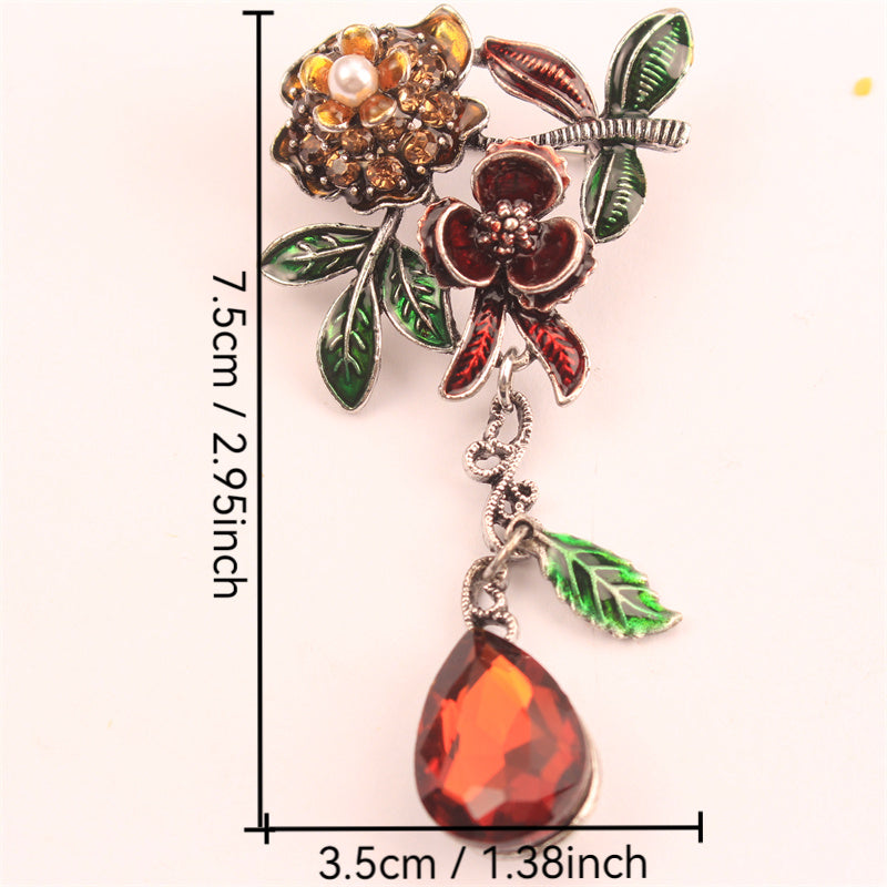 Floral Rhinestone Brooch with Irregular Flower Design for Clothing Bags Hats
