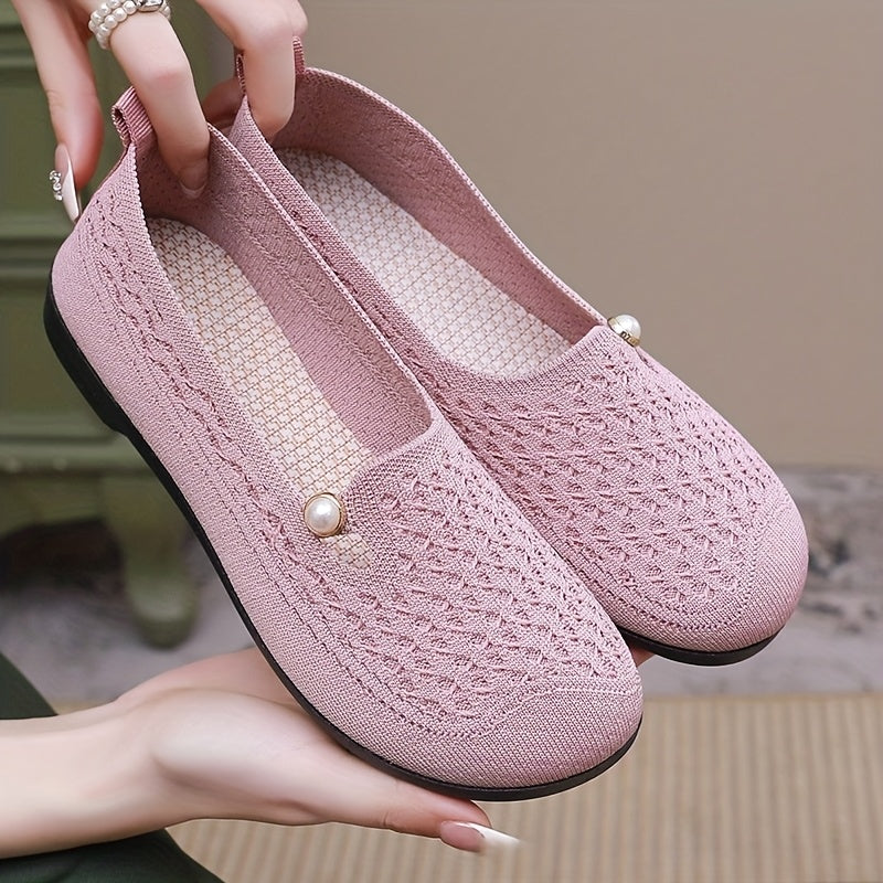 Women's Breathable Cut-Out Slip-On Flats Casual Loafers for Mom