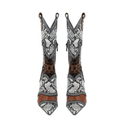 Women's Pointed Toe High Heel Ankle Boots Faux Leather Zip Closure