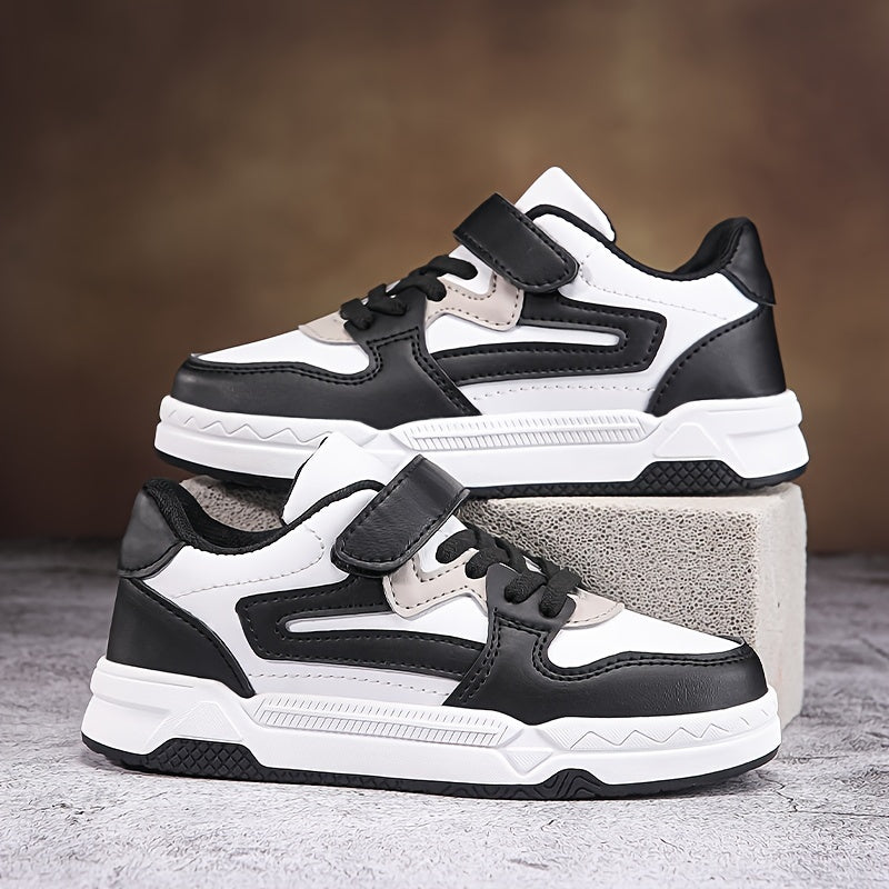 Youth Skateboarding Sneakers for Boys with Star and Moire Patterns Mid Top TPR Sole