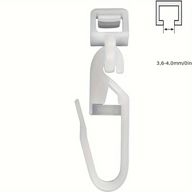 Twenty White Plastic Curtain Track Gliders with Hooks for Curtain Rails