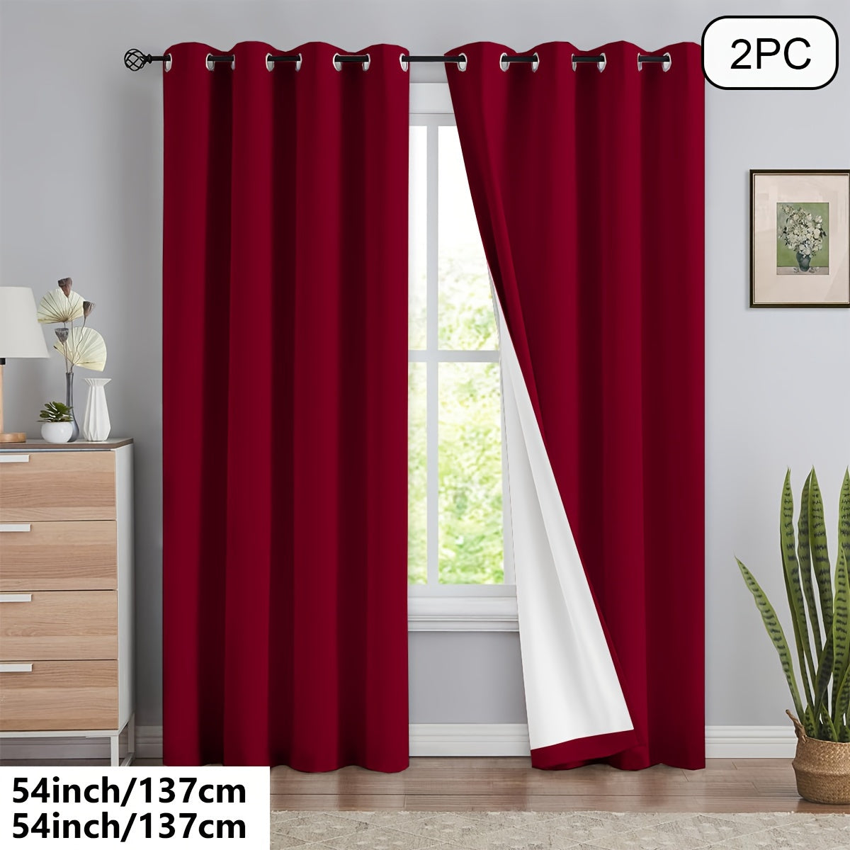 Blackout Curtains 54x84 Inches Off-White Grommet Full Blackout with White Lining