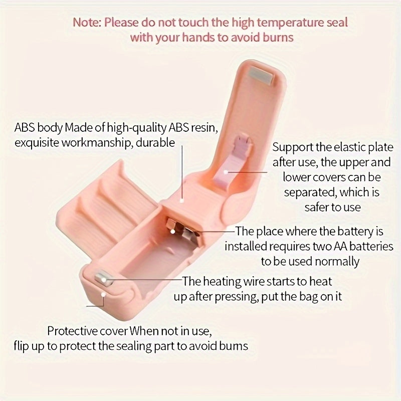 Портативный ручной запайщик для продуктов, компактный пластиковый запайщик пакетов, без батареек