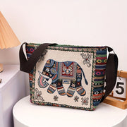 Multicolor Elephant Crossbody Bag for Women with Adjustable Strap and Zipper Closure