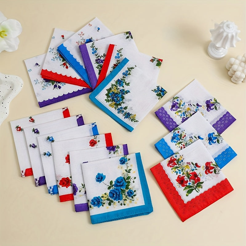 Set of 6 Cotton Handkerchiefs for Men and Women Butterfly and Bird Prints Soft and Absorbent