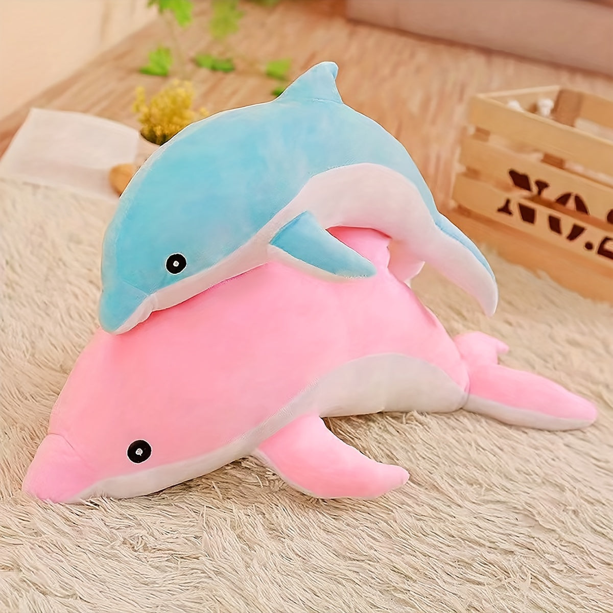 Dolphin Plush Toy for Medium Dogs Soft Durable Fabric Interactive Pet Toy
