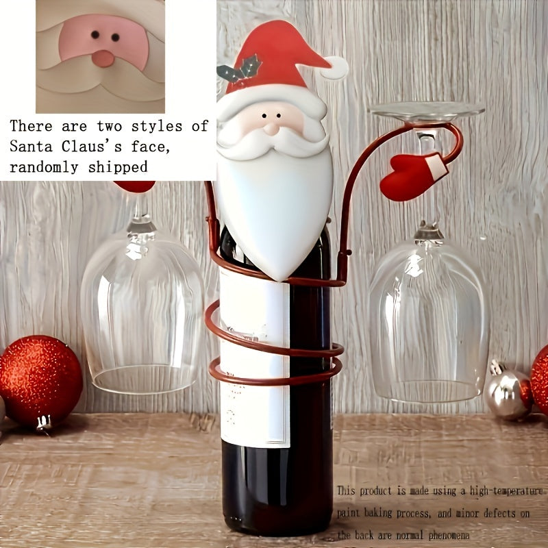 Christmas Wine Bottle Holder Set with Santa and Snowman Designs for Holiday Decor