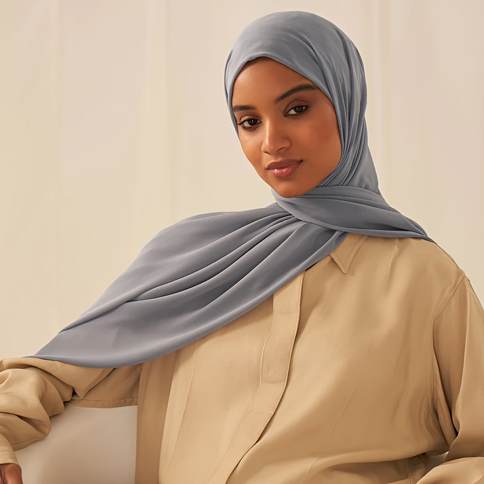 Ayollarning nafas oladigan chiffon hijabi, toza marjon bezaklari, Ramazon uchun qulay