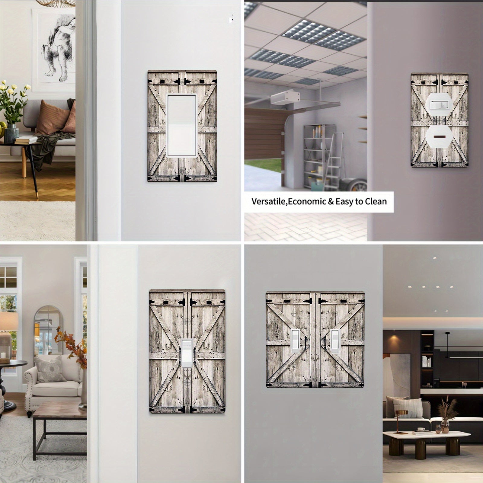 Rustic Farmhouse Wood Plank Wall Plate Cover for Home Kitchen Bathroom