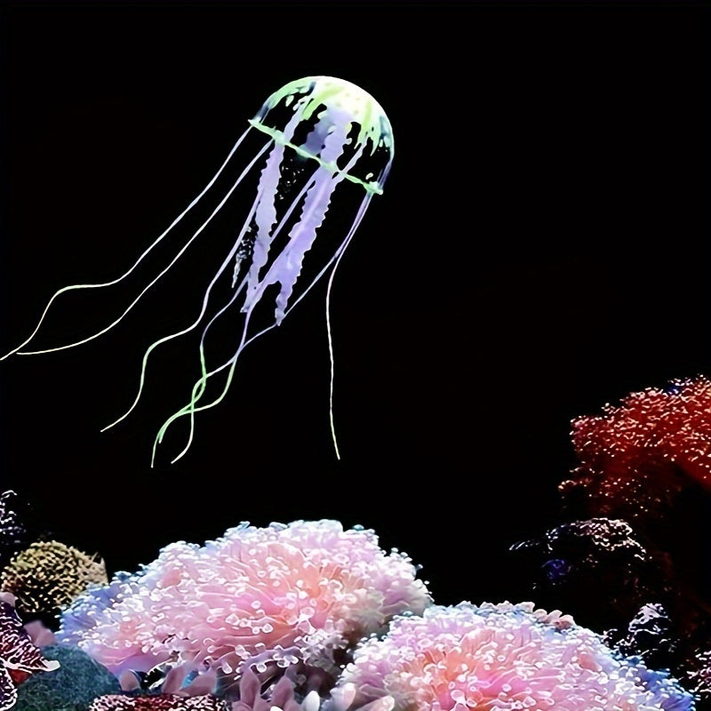 Silicone Jellyfish Aquarium Ornament for Fish Tank Decoration Glowing Artificial Decor