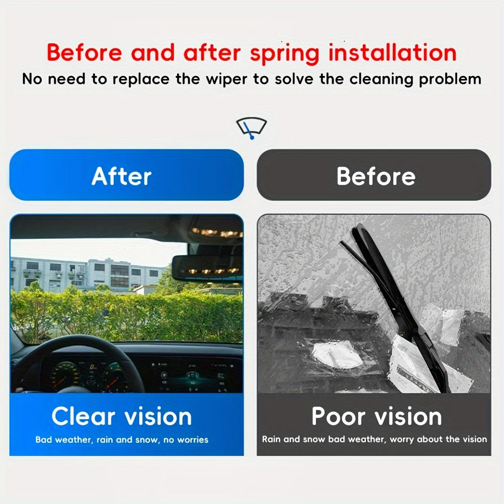 Universal Fit 2-Piece Car Wiper Arm Spring Enhancer Set Black Easy to Install