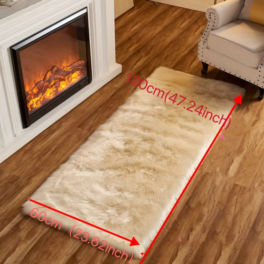 Soft Fluffy Long Plush Bedroom Rug Artificial Fur Washable Living Room and Bedside Decor