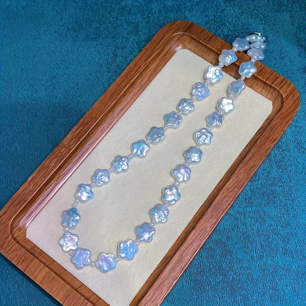 Freshwater Pearl Necklace with Baroque Flower Design Elegant Jewelry for Weddings Parties