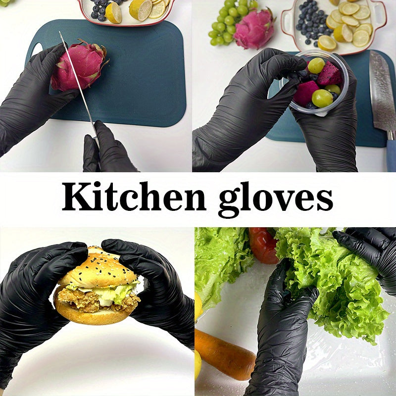 Black Disposable Gloves 101 Pieces, Powder-Free, Food Handling and Cleaning