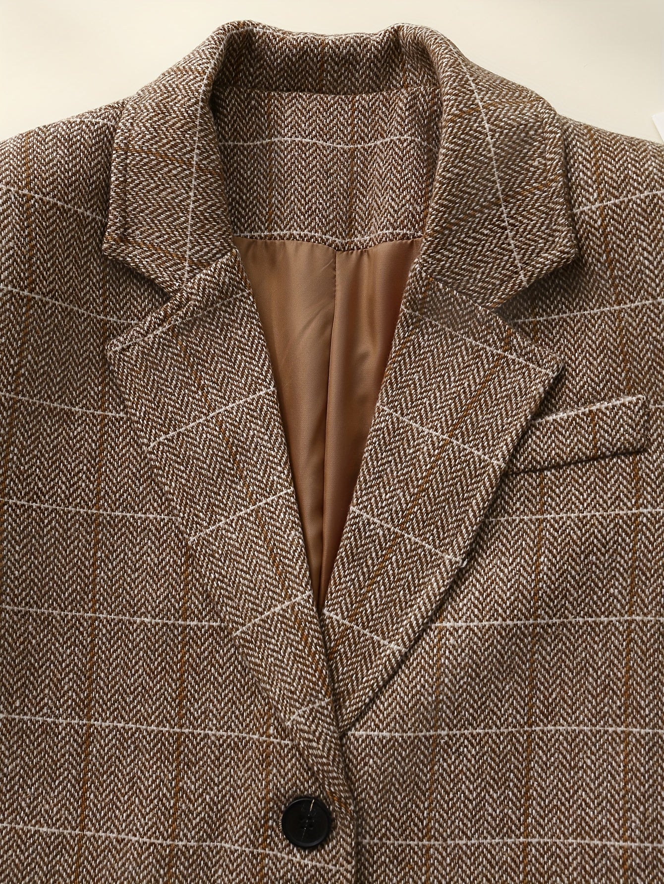 Women's Plaid Blazer Long Sleeve Regular Fit Single Breasted Polyester Blend Fall Winter Versatile Suit Jacket