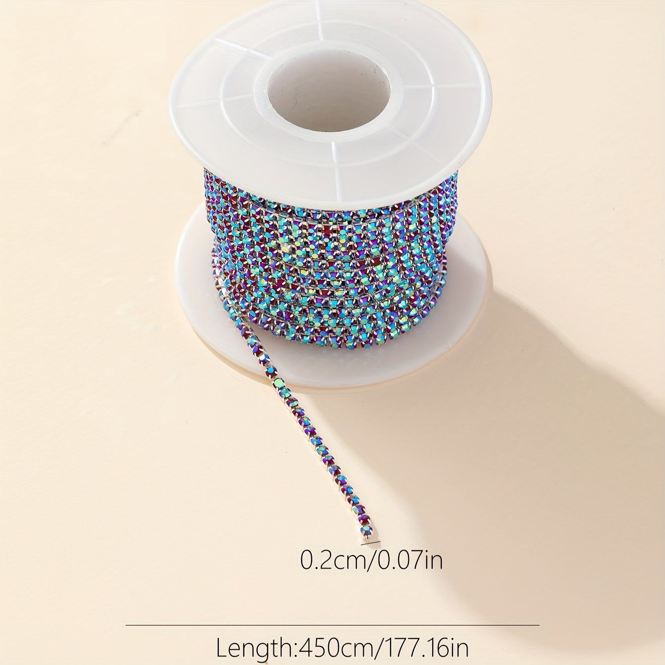 Cadena de strass brillante para hacer joyería, rollo de 450cm
