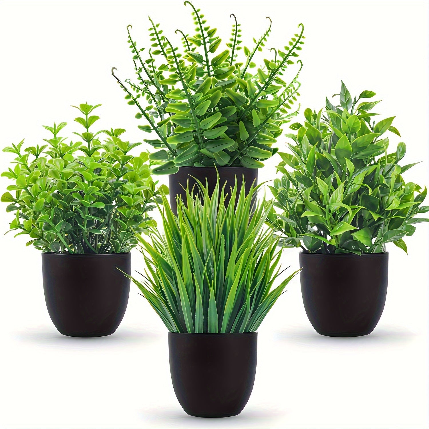 Set of 4 Mini Artificial Bonsai Plants for Indoor Decor Plastic