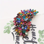 Women’s Feather Brooch with Rhinestones Enamel Flower Pin Jewelry Accessory